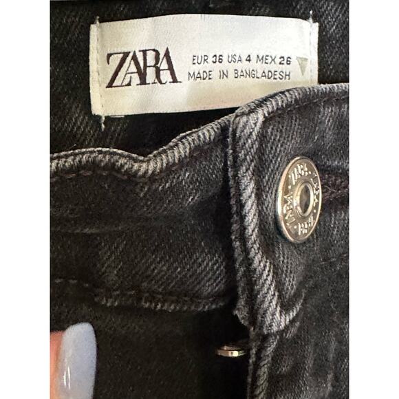 Zara Hi Rise High Waisted Skinny Jegging Black Dark Wash Denim Jeans Size 4 - Picture 4 of 4